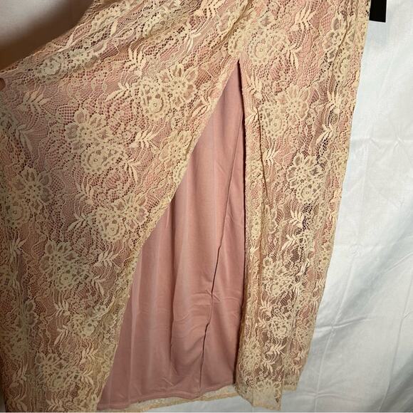 NWT Lulus Stolen Moments Dusty Pink Lace-Up Lace Maxi Dress Size Small - Picture 7 of 13